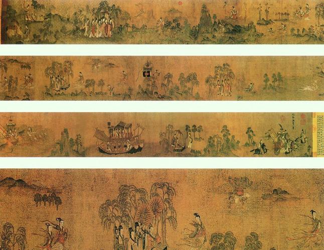魏晋时期《洛神赋图》中配山水背景的残卷细节