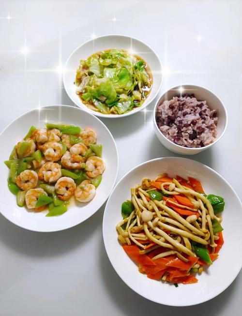 家常菜分餐盘控糖饮食摆放实拍