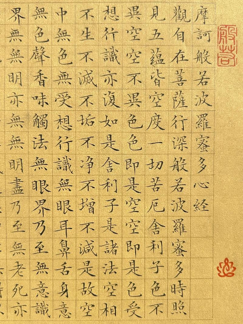 书写心经的毛笔特写