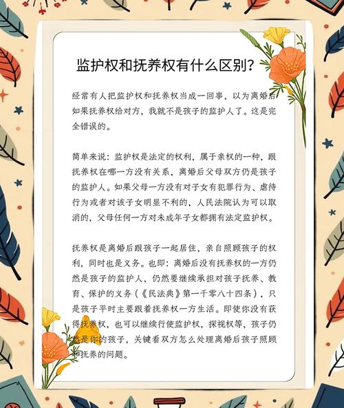 监护权与抚养权法律区别对比图