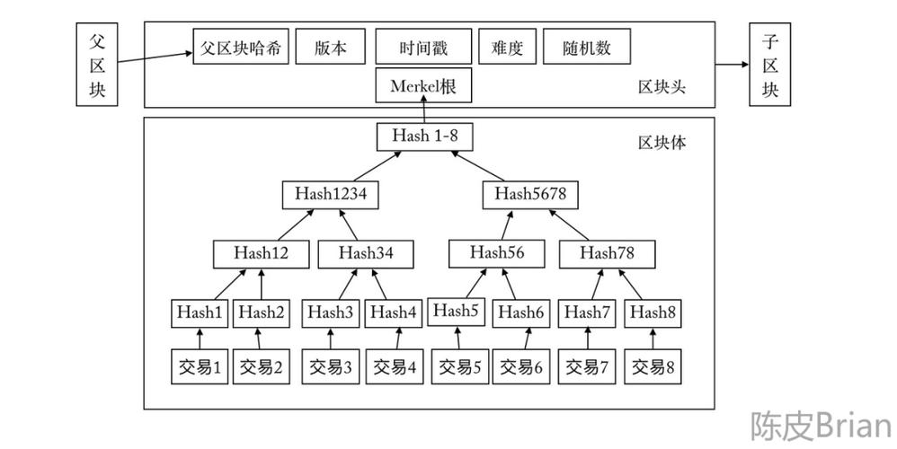 区块链区块连接结构哈希指针示意图