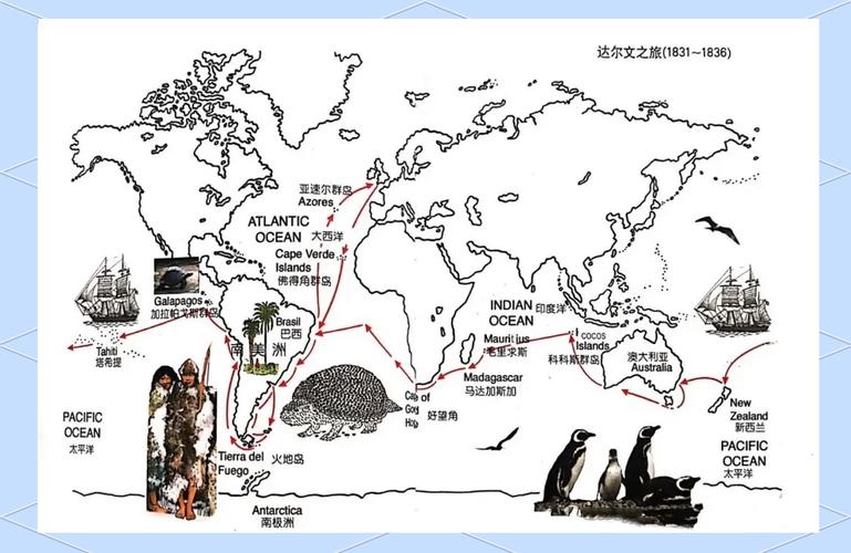 达尔文环球航行路线图