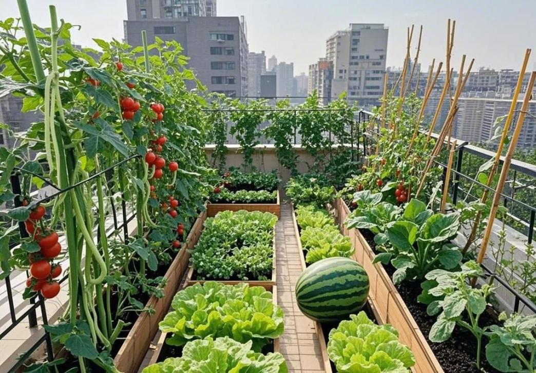 露台家庭种菜种植区完工效果图
