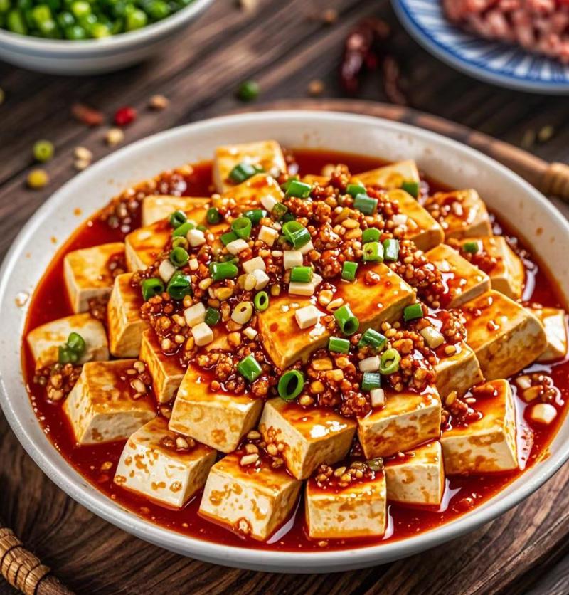 素食麻婆豆腐红油诱人