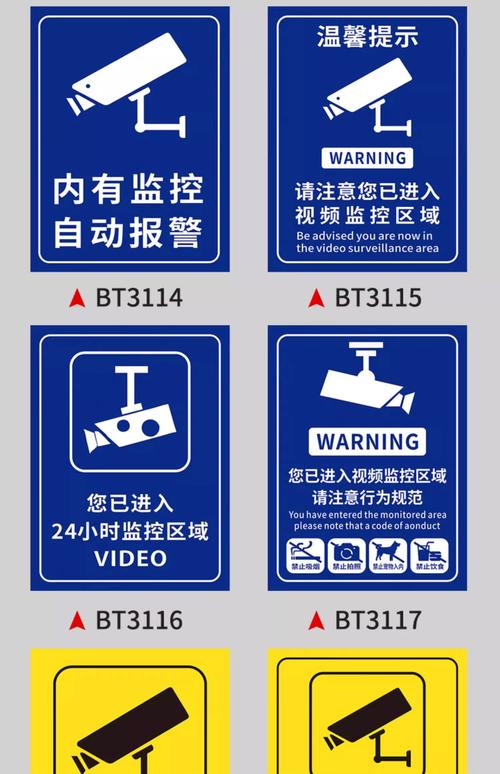 工厂车间商业秘密保护警示标志与监控摄像头