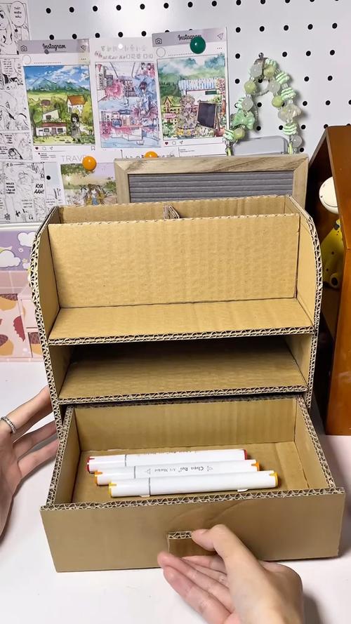 快递盒改造家用收纳盒成品图