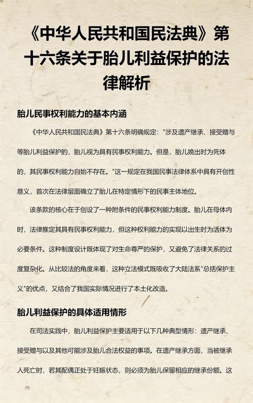 民法典第十六条胎儿利益保护条款原文截图