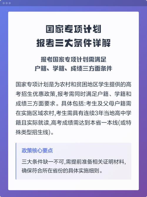 高考国家专项计划报考条件说明图