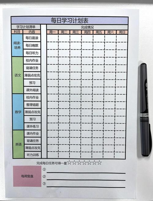 孩子完成学习任务清单打勾
