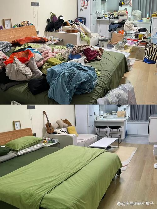 杂乱出租屋对比整洁出租屋场景图