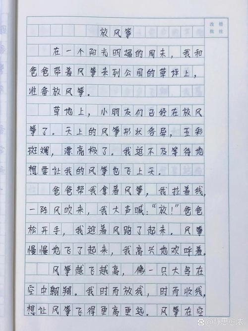 小学三年级语文作文本手写原稿页