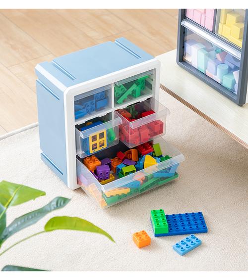 抽屉分隔式儿童小颗粒积木收纳实景图