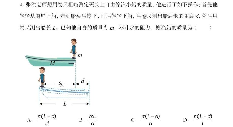 高中物理人船模型动量守恒考题示意图