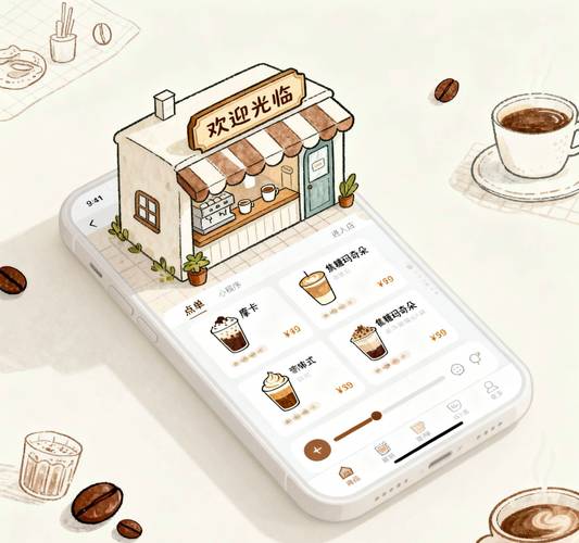 线下社区咖啡店AI点单屏幕实拍