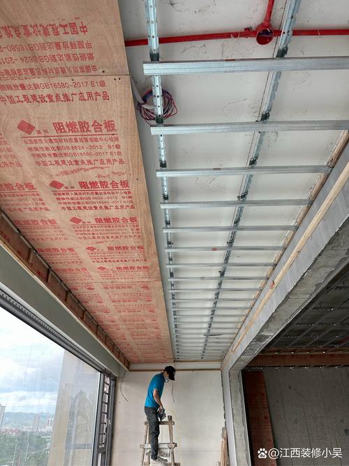 石膏造型顶轻钢龙骨施工过程图