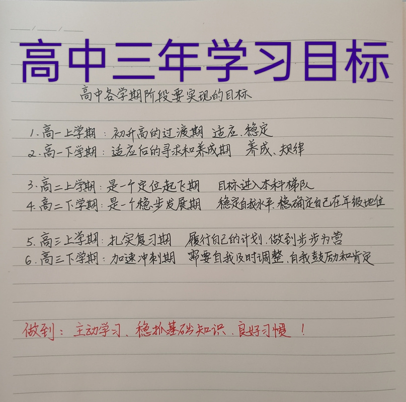 高中生升学目标梳理手账实拍