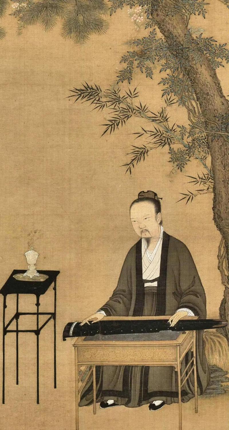 伯牙鼓琴钟子期听琴中国古典绘画