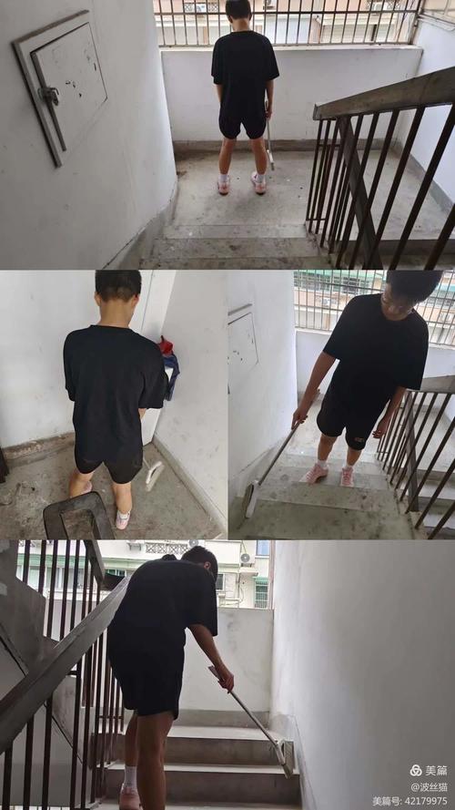 楼道角落摆放运动器材影响通行的场景