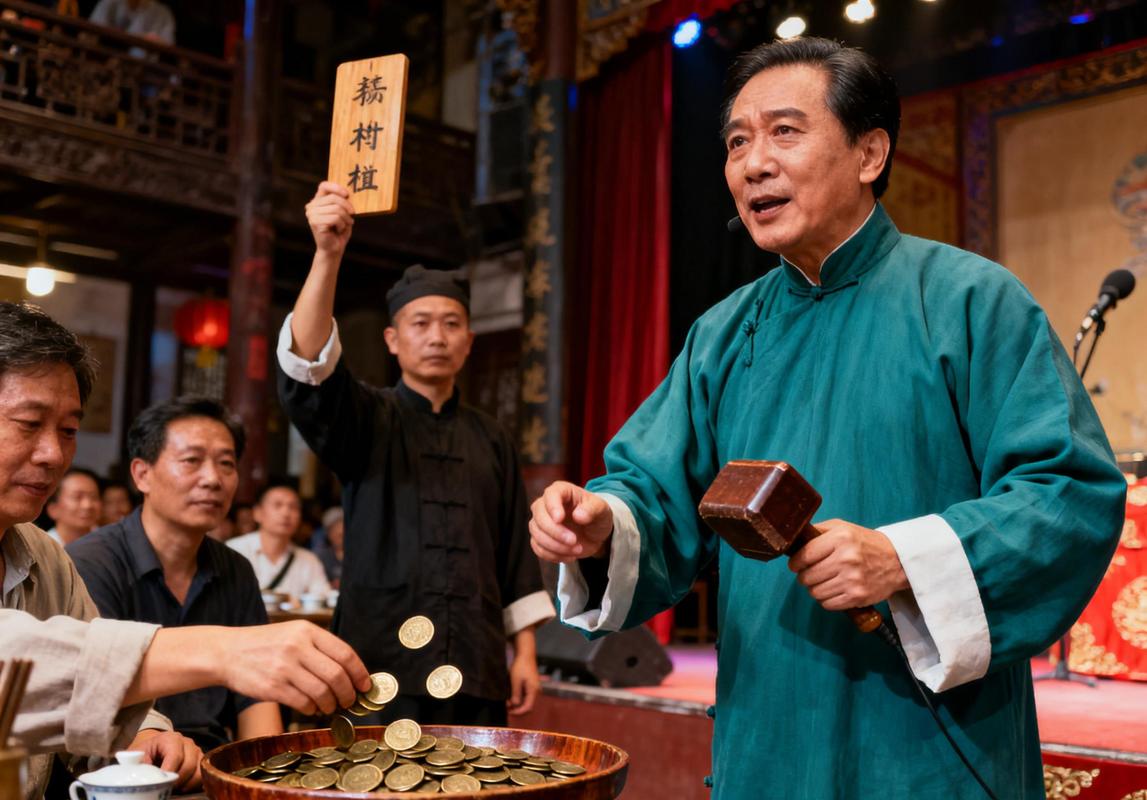 民国街头茶馆说书人老照片