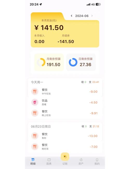手机记账APP明细截图 日常消费分类