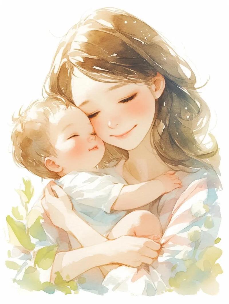 妈妈抱娃读绘本温馨场景