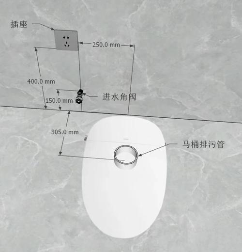 卫生间智能马桶盖安装尺寸测量示意图