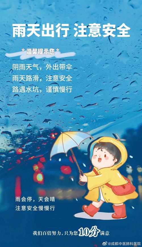 雨天湿滑路段通勤步行注意安全