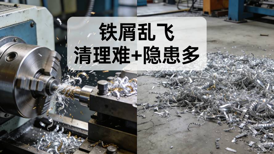 数控钻床车间加工现场 铁屑飞溅