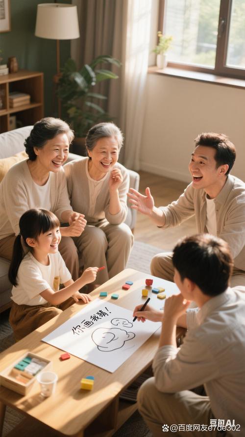 亲子客厅玩逻辑推理游戏日常场景