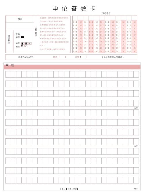 标准化考试答题卡特写 铅笔填涂方格