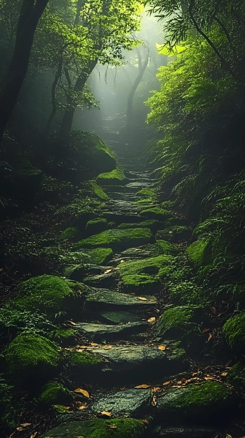 山间古道苔藓石阶