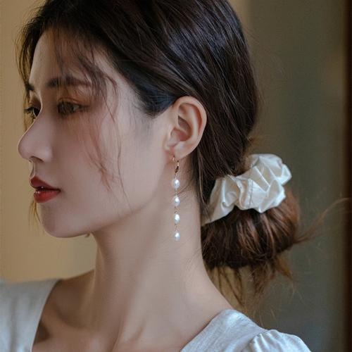 新娘14K金复古耳环真实佩戴效果