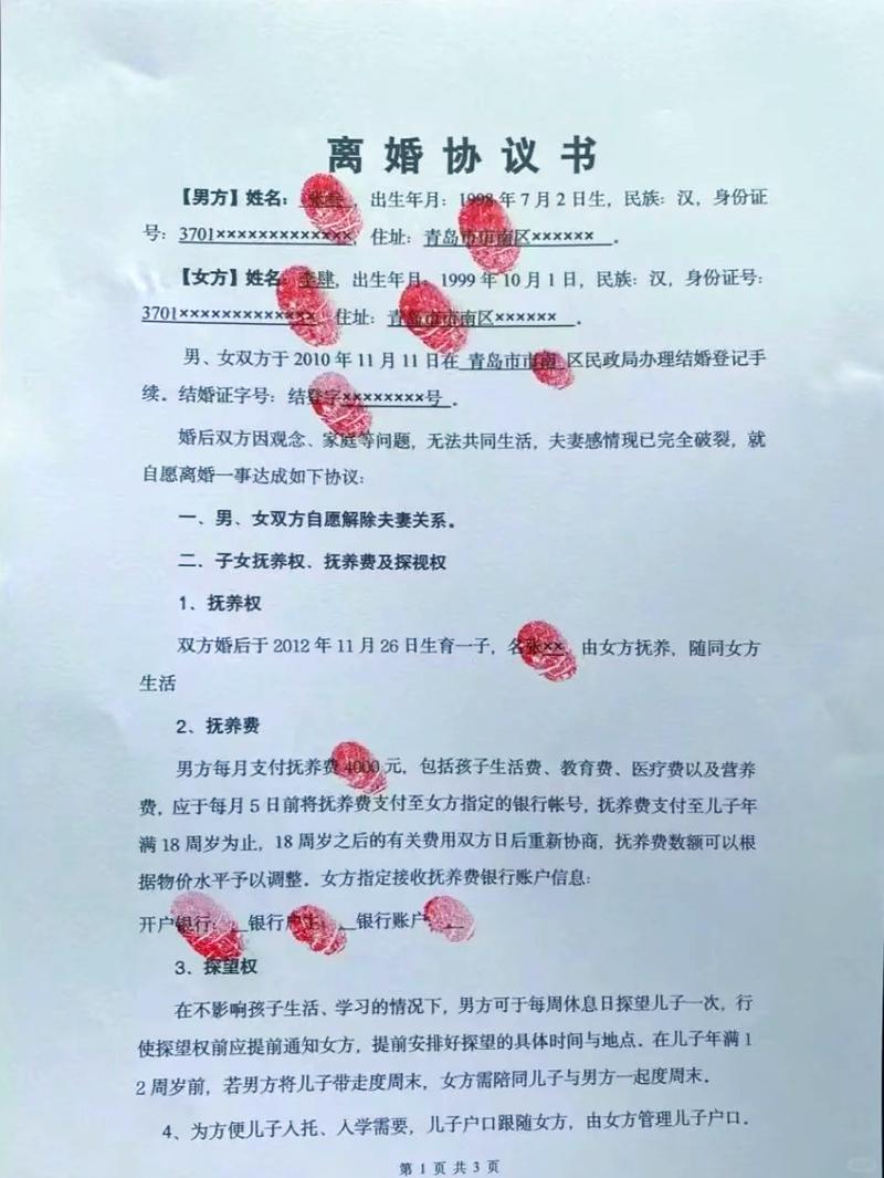 离婚协议签署文件特写