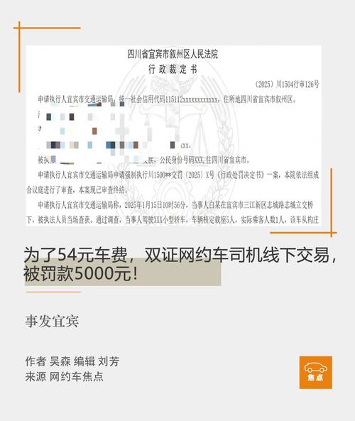 网约车司机端手机罚款通知截图