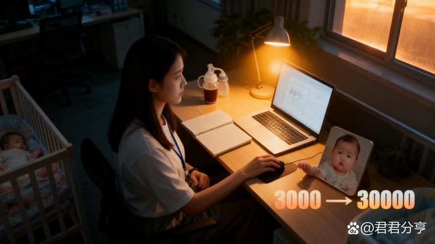 深夜母亲在婴儿床边用手机记录宝宝作息数据的温暖画面