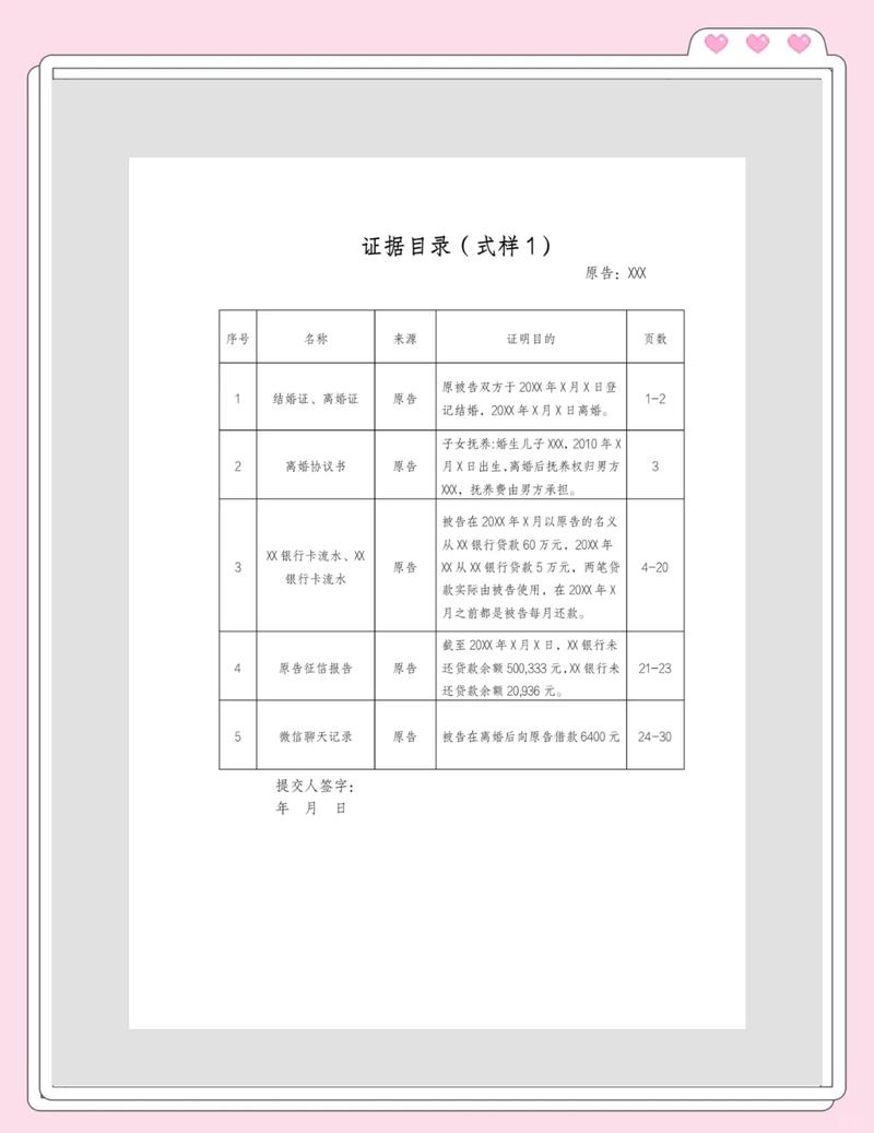 继承案件证据目录律师案卷材料特写