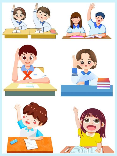 小学课堂小孩举手反驳老师场景