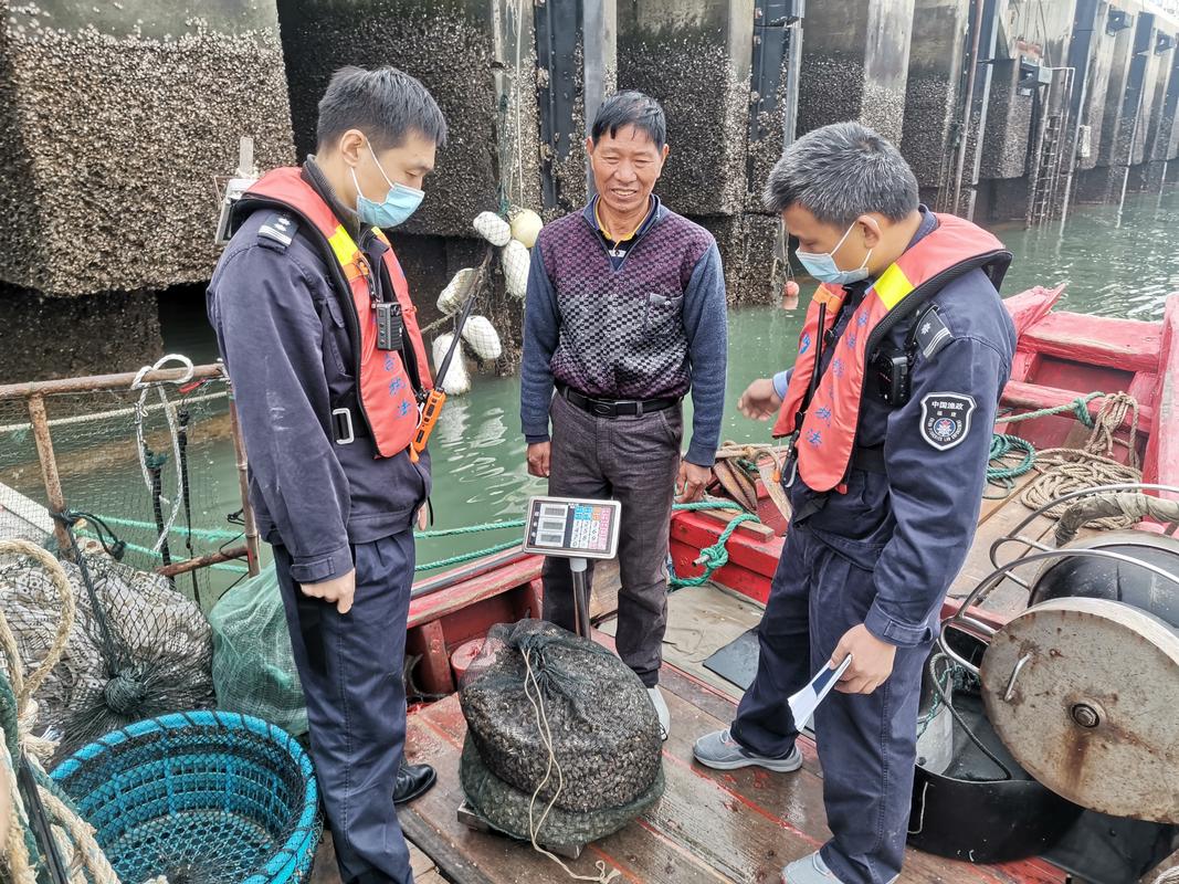 沿海渔业执法队登船检查捕捞许可证现场