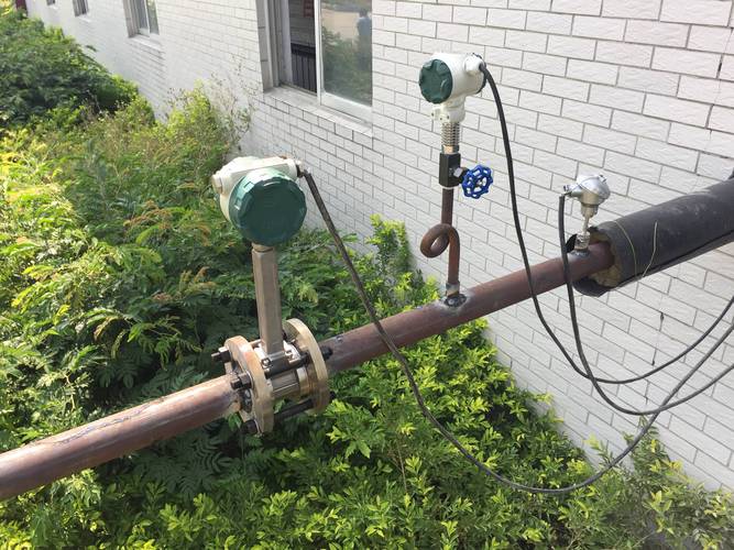 电厂蒸汽管道分体涡街流量计安装现场