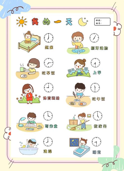 儿童家庭日常作息手绘图