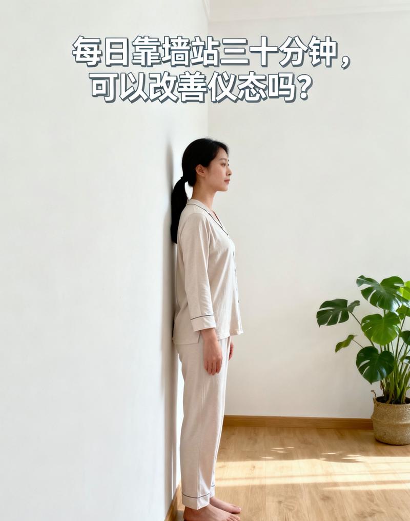 居家办公靠墙站标准姿势示意图