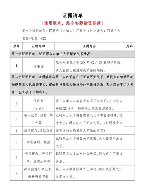 婚外情合法证据类型司法认定表
