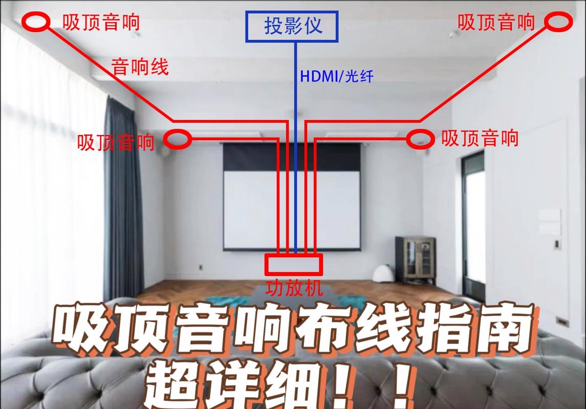 现代简约客厅预埋音响线施工图