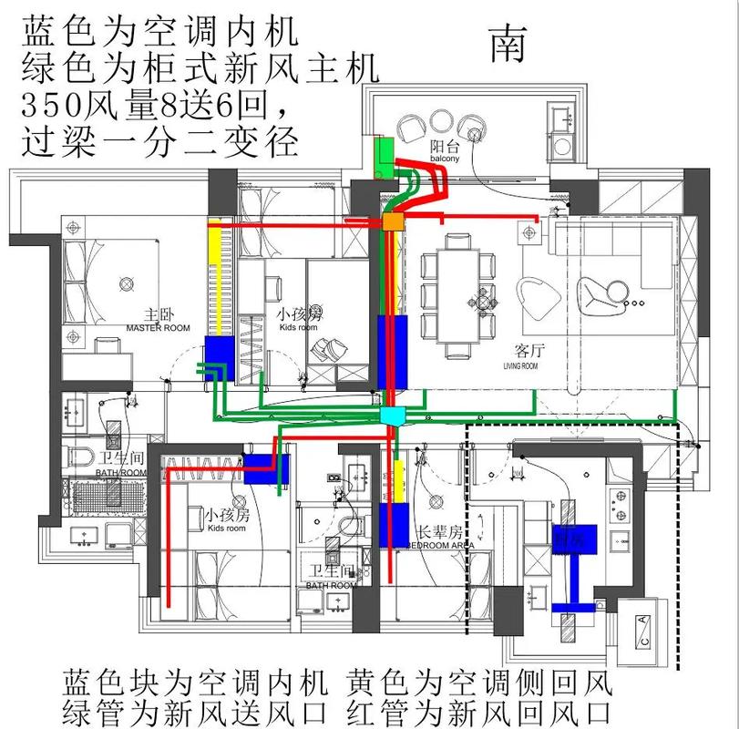 影音室新风系统消声管道布置剖面图