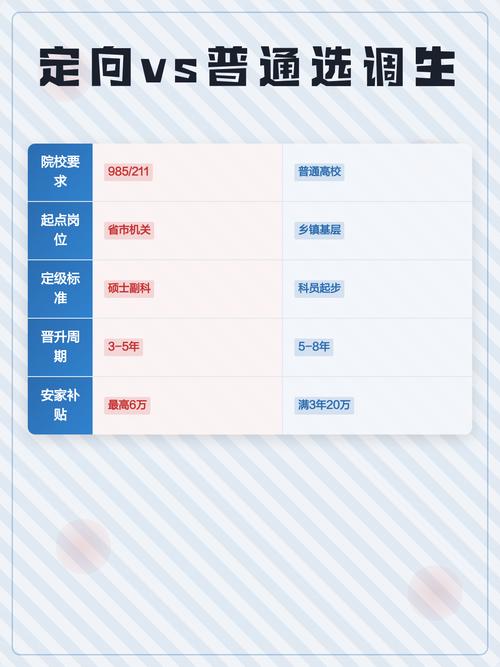 定向选调与普通选调对比表格