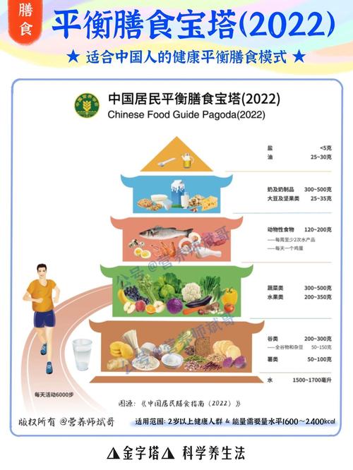 中国居民平衡膳食宝塔2022版示意图