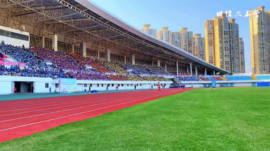 小学六年级男孩操场跑800米喘气场景