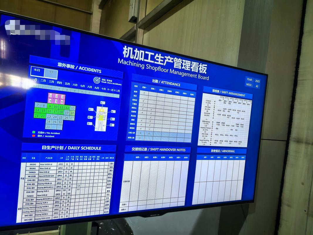 机械加工车间落地式生产看板实拍