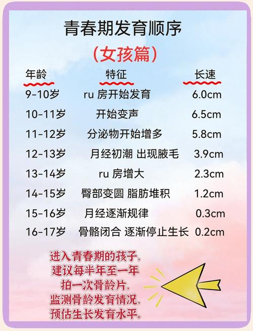 女孩初潮年龄发育阶段示意图