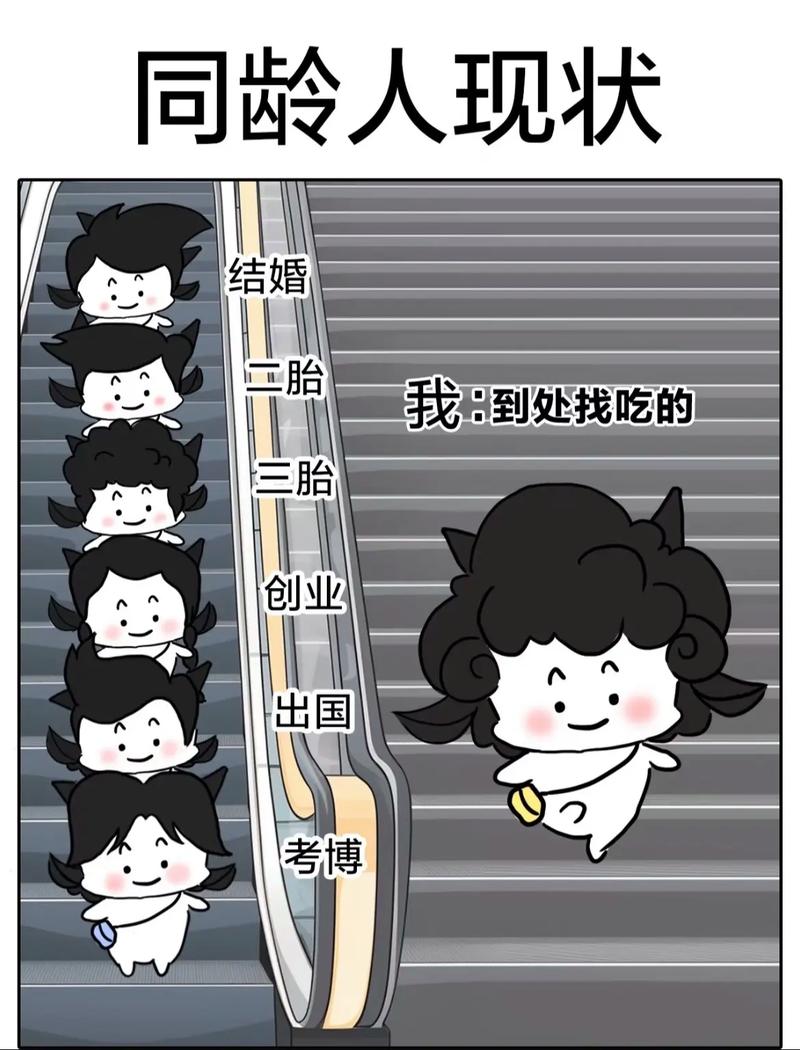 不同年龄段对网络热梗反应差异的漫画对比图